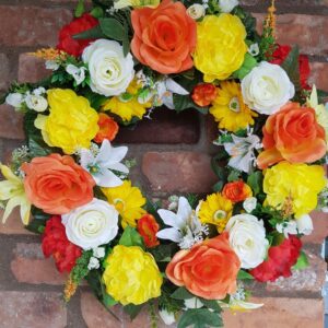 Orange Funeral Wreath